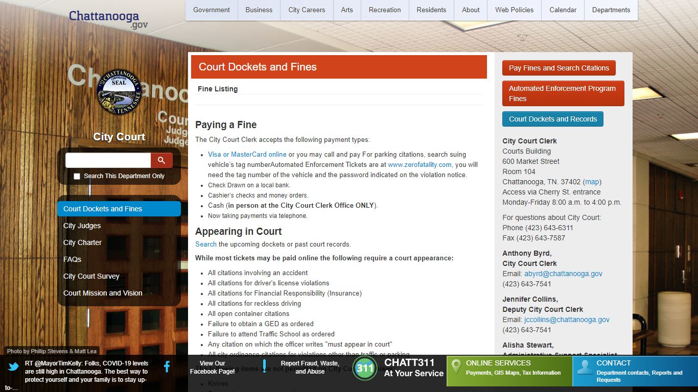 Court Dockets and Fines - Chattanooga